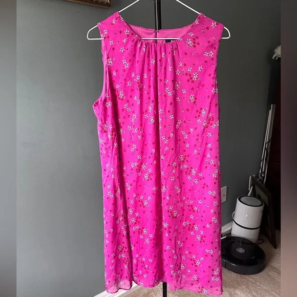 dkny pink floral dress DKNY Women's Short Sleeve Tie Waist Floral Print Fit and Flare Dress